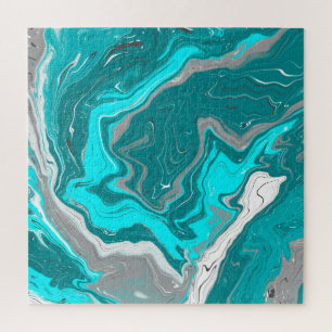 Puzzle Marbre turquoise et Turquoise Fluid Art  