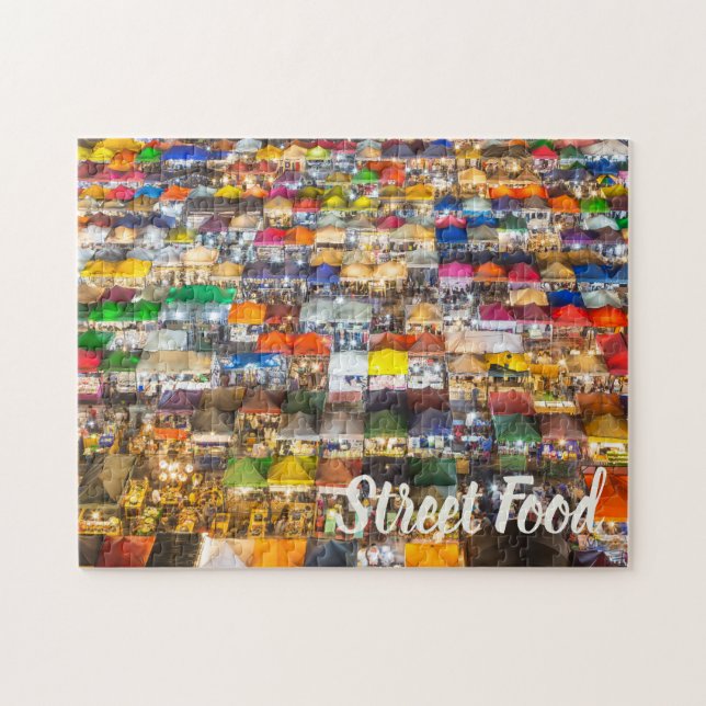 Puzzle Marché alimentaire de rue Rod Fai Bangkok Thaïland (Horizontal)