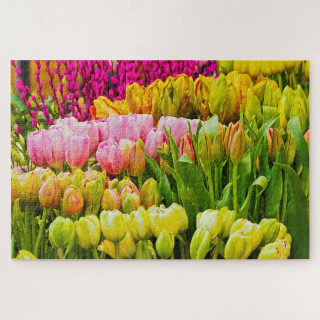 Puzzle Marché aux fleurs de tulipes colorées (Horizontal)