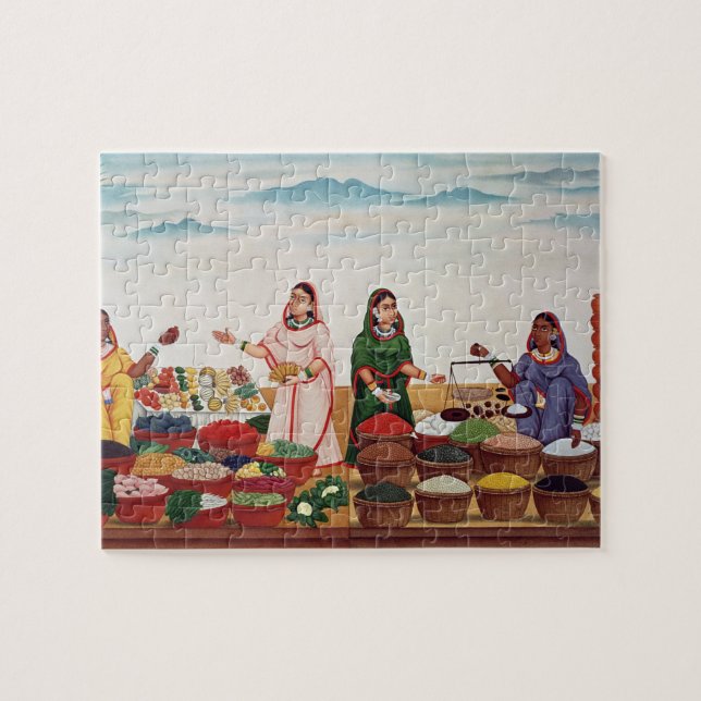 Puzzle Marché de légume et d'épice chez Benares, c.1840 (Horizontal)