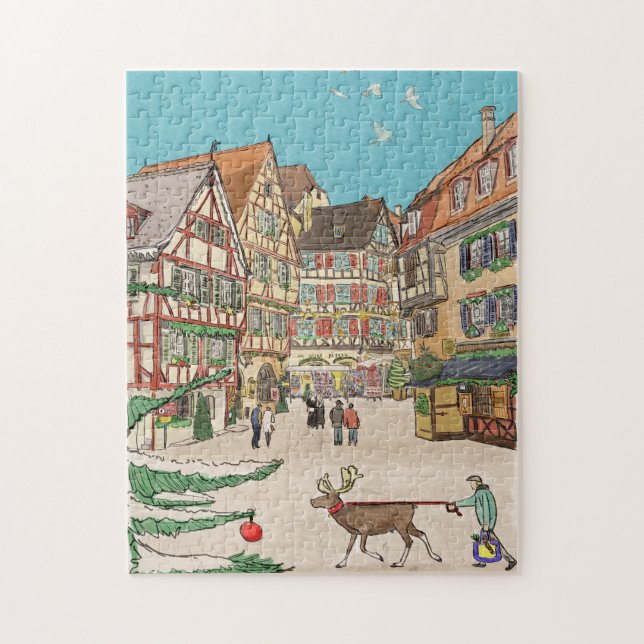 Puzzle Marché de Noël Strasbourg France d'inspiration rét (Vertical)