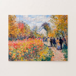 Puzzle Marche en groupe dans le jardin d'automne avec fle