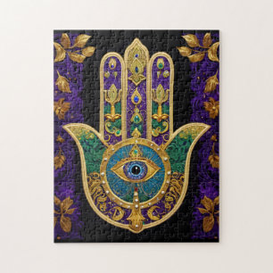 Puzzle Mardi Gras Or Violet Vert Hamsas Art