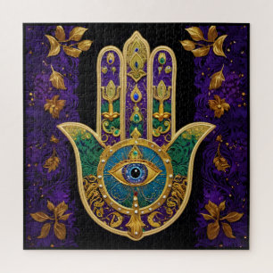 Puzzle Mardi Gras Or Violet Vert Hamsas Art