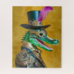 Puzzle Mardi Gras Steampunk Party Animal Alligator