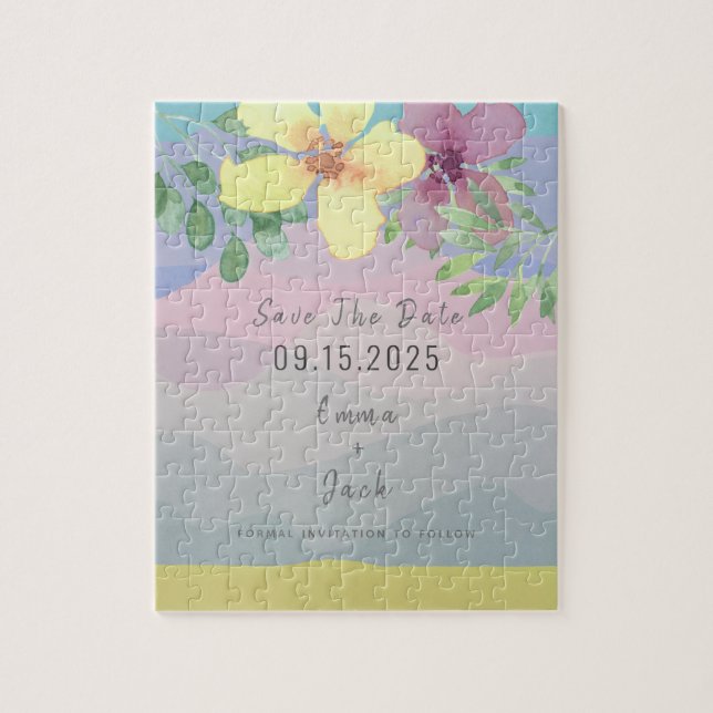Puzzle Mariage Coloré Enregistrer La Date Invitation (Vertical)