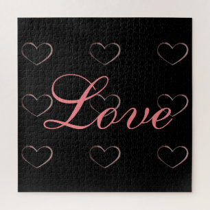 Puzzle Mariage d'Amour Calligraphie Grise Cœur Tendance
