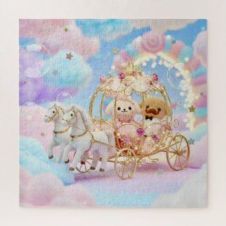 Puzzle Mariage de chiot mignon Carrosse de conte de fées