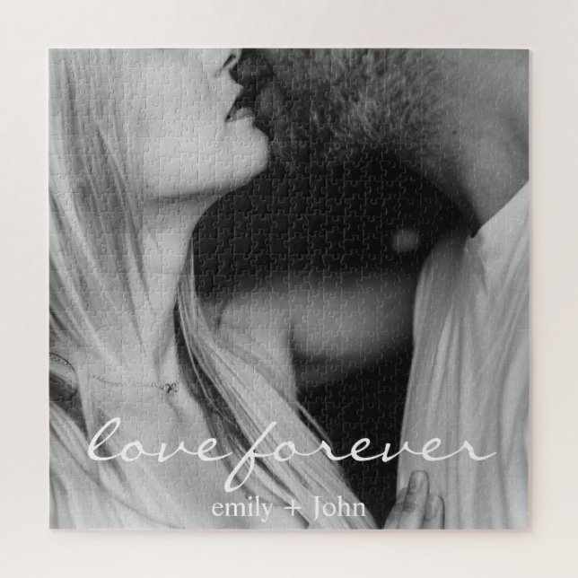 Puzzle Mariage Forever Names Date Photo (Vertical)