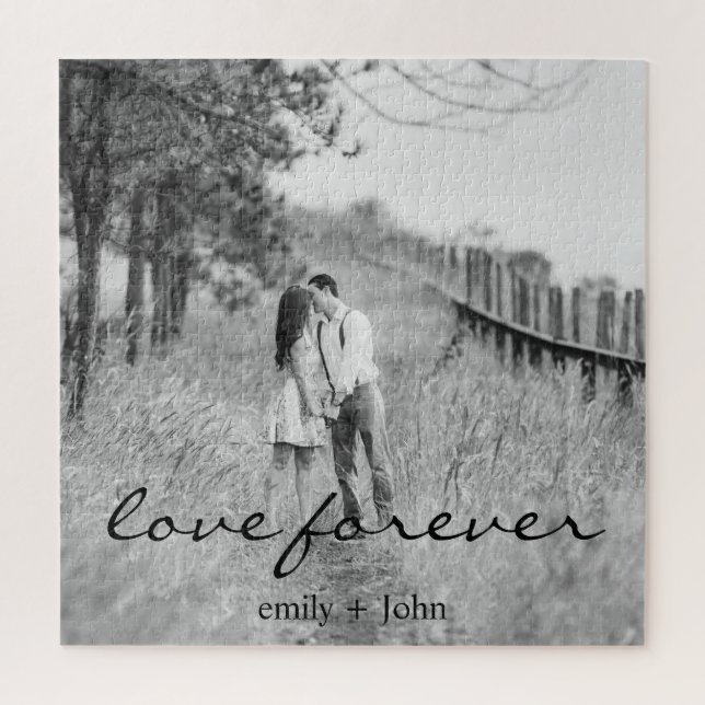 Puzzle Mariage Forever Names Date Photo (Vertical)