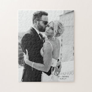 Puzzle Mariage Forever Names Date Photo noir et blanc