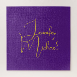 Puzzle Mariage Moderne Minimaliste Plain Calligraphie Nom