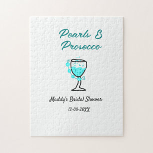 Puzzle Mariage perles et prosecco nom bleu noir 