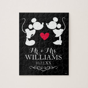 Puzzle Mariage personnalisé Mickey & Minnie Silhouette