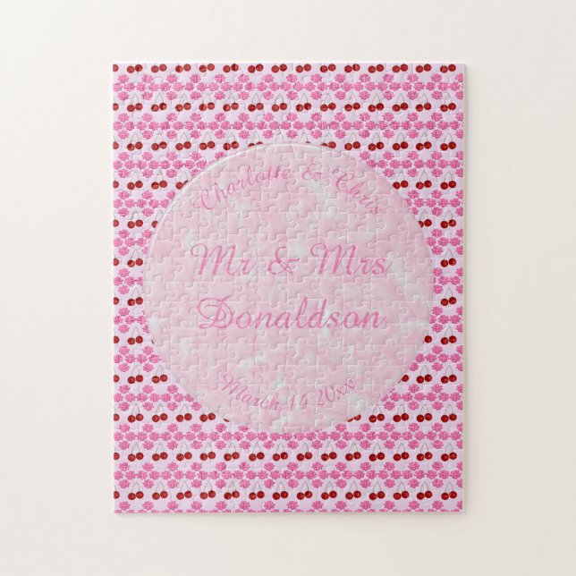 Puzzle Mariage rose Printemps Cerisiers en fleurs et ceri (Vertical)