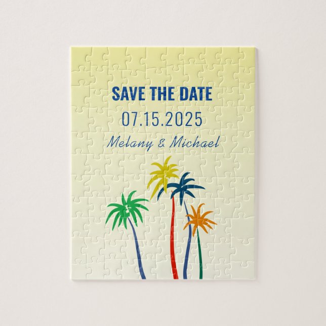 Puzzle Mariage Tropical Enregistrer La Date Invitation (Vertical)
