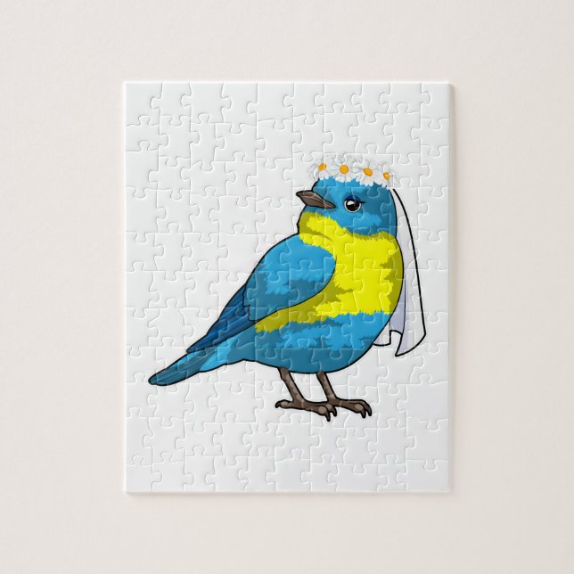 Puzzle Mariée oiseau avec couronne de fleurs (Vertical)