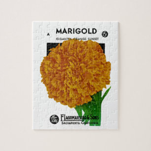 Puzzle Marigold Vintage Seed Packet
