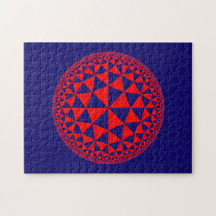 Puzzle Marine bleu et triangle rouge Rempli Mandala