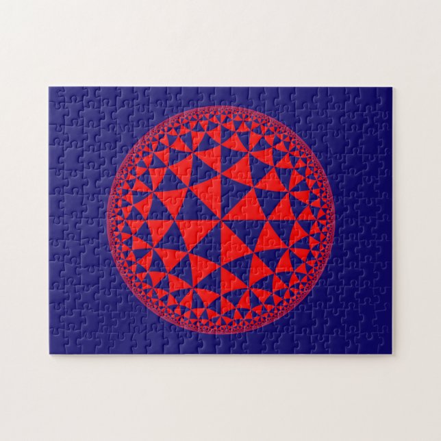 Puzzle Marine bleu et triangle rouge Rempli Mandala (Horizontal)