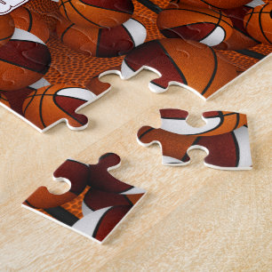 Puzzle maroon blanc basket garçons filles équipe couleurs