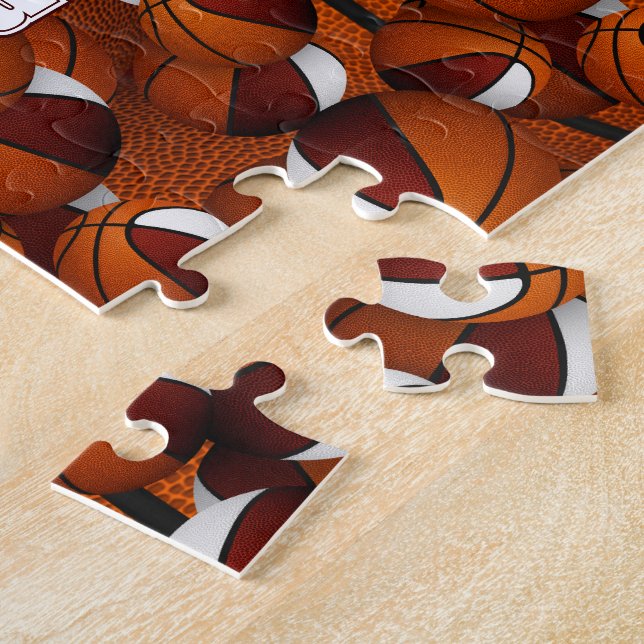 Puzzle maroon blanc basket garçons filles équipe couleurs (Côté)