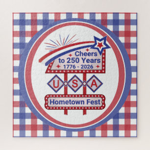 Puzzle Marque USA 250 personnalisée - Rétro patriotique