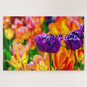 Puzzle Marvelous Tulip Flowers On A Flowerbed