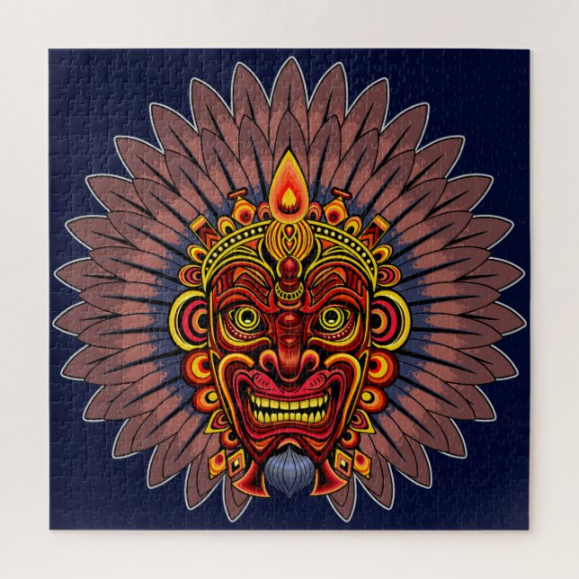 Puzzle Masque rituel du roi guerrier tribal (Vertical)