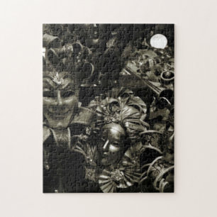 Puzzle Masques de bal masqué gothique noir et blanc