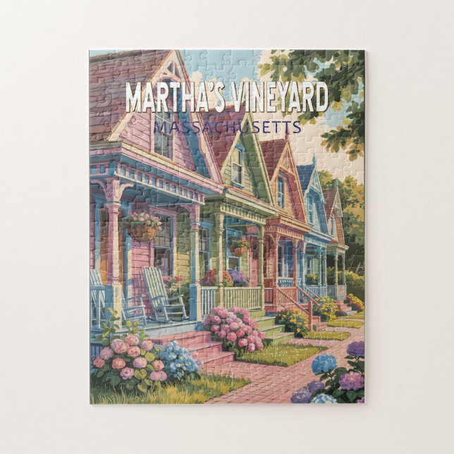 Puzzle Massachusetts de Martha's Vineyard Illustration Re (Vertical)
