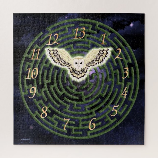 Puzzle Maze et Chouette 13 heures Art d'Imaginaire (Vertical)