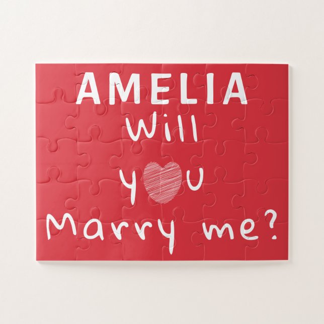 Puzzle Me marie-tu Coeur Rouge Romantique Proposition (Horizontal)