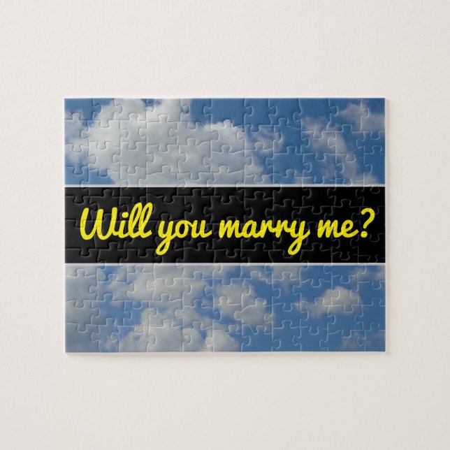 Puzzle Me marierez-vous ? ; Nuages blancs/gris et Ciel bl (Horizontal)