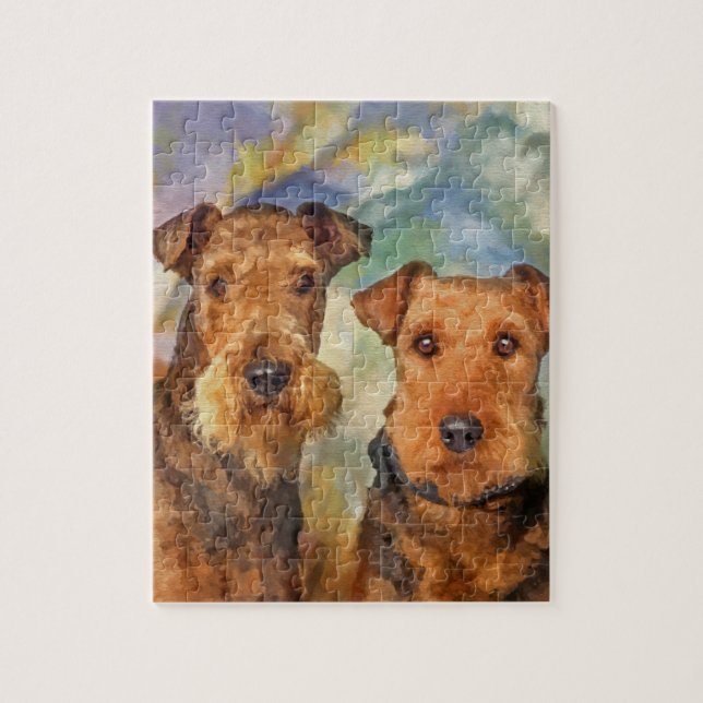 Puzzle Médias mélangés de portrait de terriers d'Airedale (Vertical)