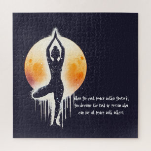 Puzzle Méditation Yoga Instructeur Arbre Pose Pleine lune