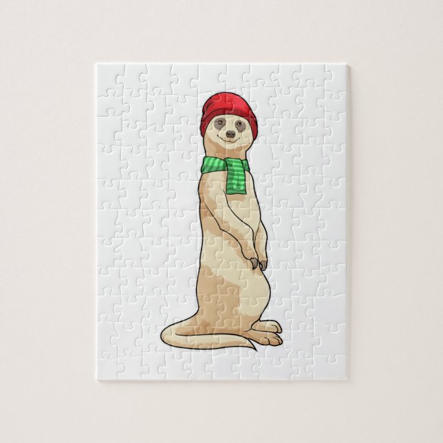 Puzzle Meerkat avec Casquette et Écharpe (Vertical)