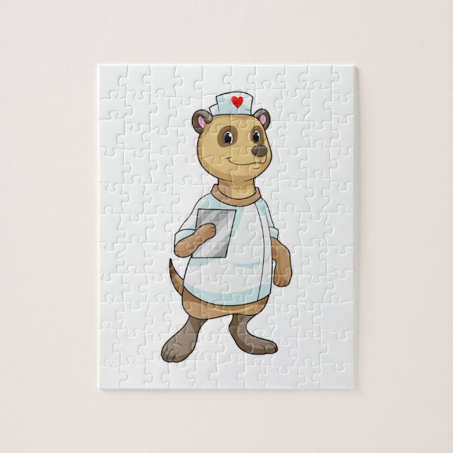 Puzzle Meerkat comme infirmière avec coeur (Vertical)