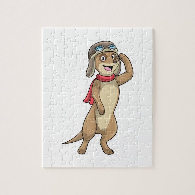 Puzzle Meerkat comme pilote avec casquette pilote (Vertical)