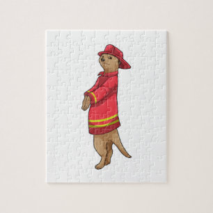 Puzzle Meerkat en tant que pompier avec casque