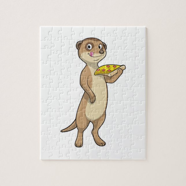 Puzzle Meerkat with pizza (Vertical)