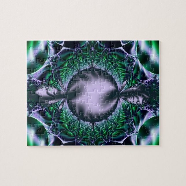 Puzzle Meg | Art fractal vert et bleu (Horizontal)