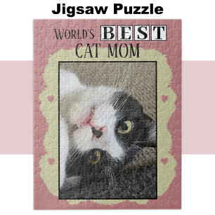 Puzzle Meilleur chat maman ajouter photo rose vert