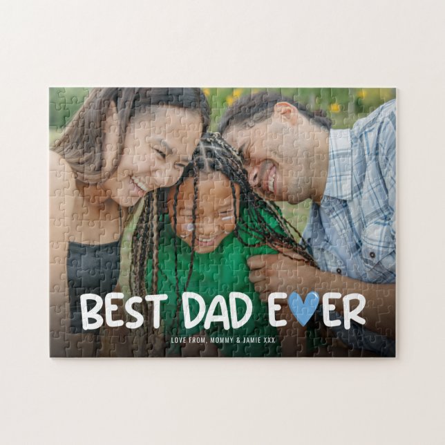 Puzzle Meilleur papa jamais amusant Photo de famille (Horizontal)
