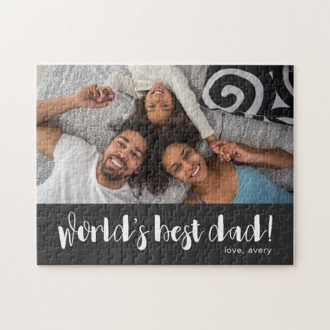 Puzzle Meilleur papa photo et nom du monde (Horizontal)