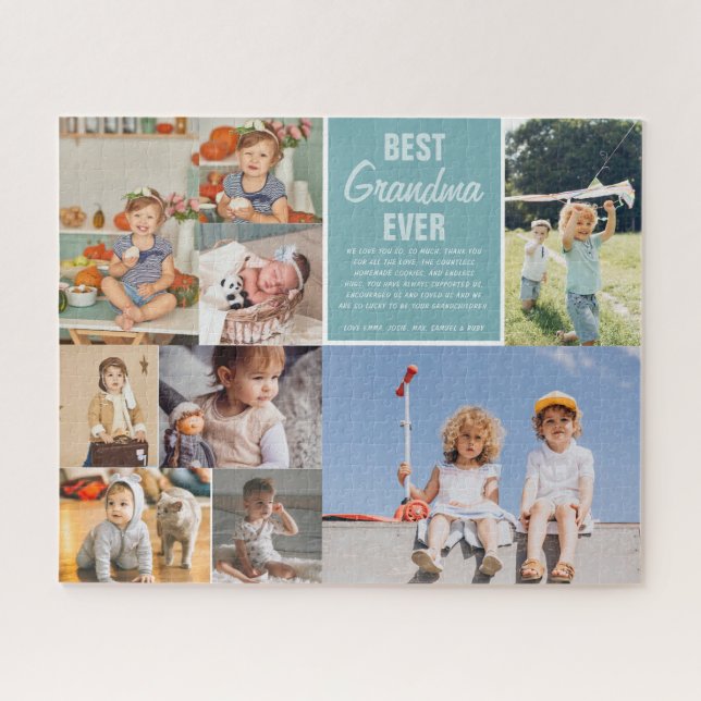Puzzle Meilleure grand-mère | Collage photo couleur bloc (Horizontal)