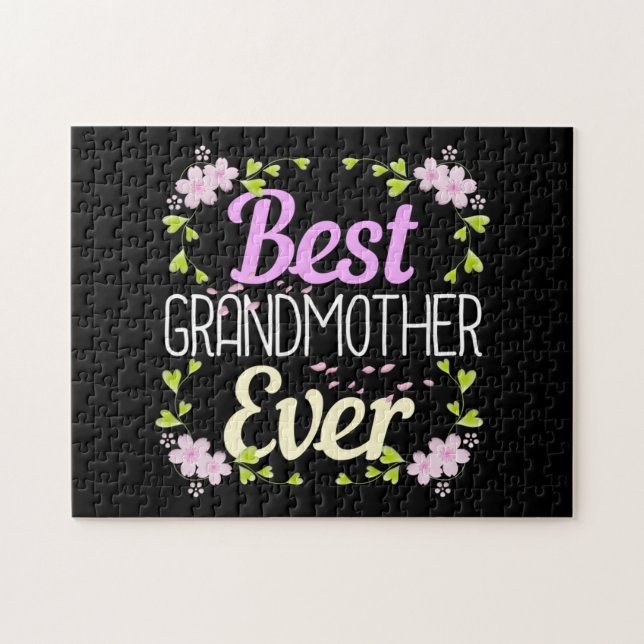 Puzzle Meilleure grand-mère jamais - Rose Floral (Horizontal)