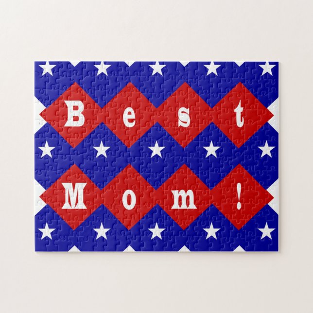 Puzzle Meilleure maman en forme de diamant patriotique (Horizontal)