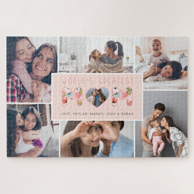 Puzzle Meilleure maman photo Collage & motifs floraux du  (Horizontal)