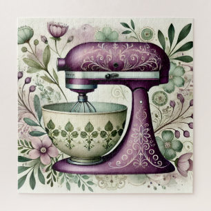 Puzzle Mélangeur sur socle floral violet vintage Cottage 